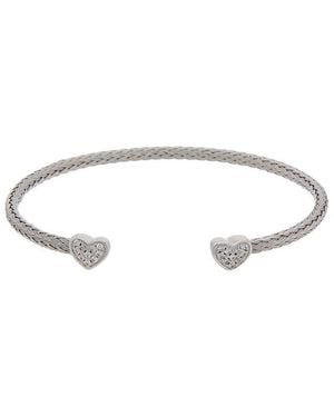 Juvell 18K Plated Cz Mesh Heart Bangle Bracelet - White
