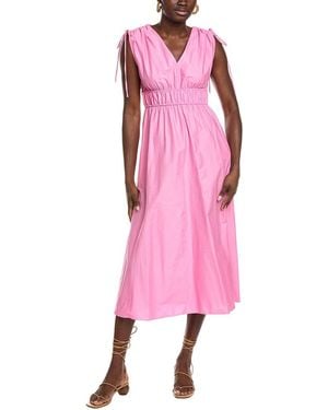Maison Tara Solid Stretch Poplin Midi Dress - Pink