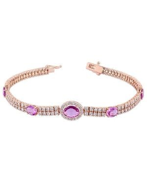 Diamond Select Cuts 14K Rose 6.23 Ct. Tw. Diamond & Sapphire Bracelet - Pink