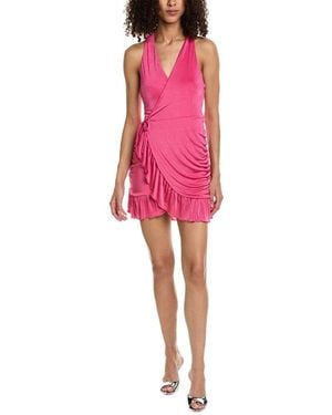 Chaser Brand Electric Slinky Rib Wrap Mini Dress - Pink