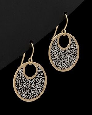 Italian Gold 14K Two-Tone Filigree Drop Earrings - Black