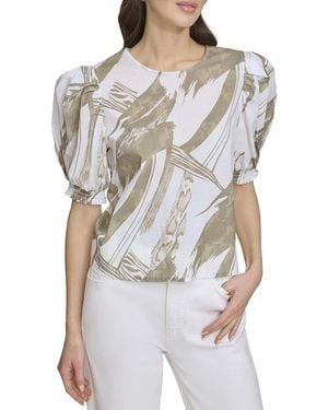 DKNY Short Sleeve Voile Top - Grey