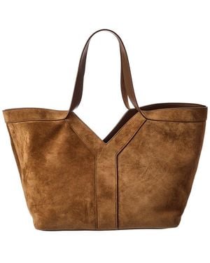 Saint Laurent Y Suede & Leather Tote - Brown