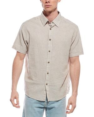 Report Collection Stripe Linen-Blend Shirt - Grey