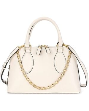 Tiffany & Fred Paris Studded Detail Structured Leather Satchel - Natural