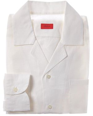Isaia Camp Collar Dress Shirt - White