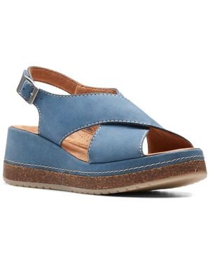 Clarks Kassanda Step Nubuck Wedge Sandal - Blue