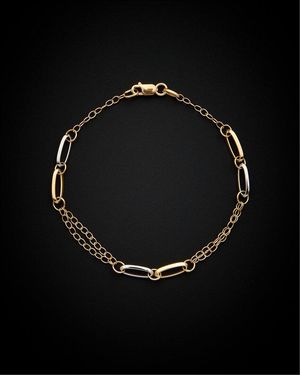 Italian Gold 14k Italian Two-tone Gold Station Bracelet - Black