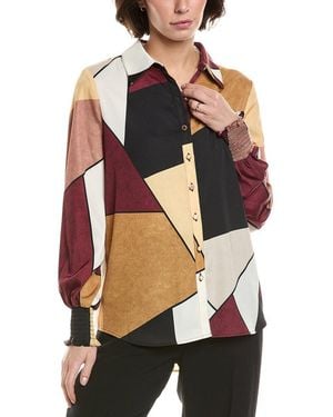Tahari Colour Block Blouse - Yellow