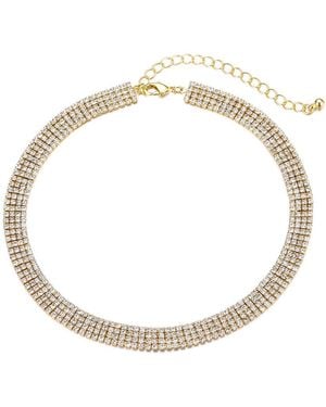 Adornia 14K Plated Crystal Adjustable Crystal Choker Necklace - Metallic