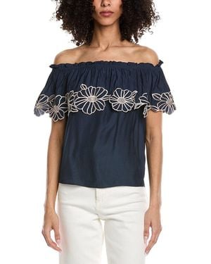 Ramy Brook Cairo Short Sleeve Top - Blue