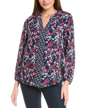 Jones New York Raglan Blouse With Shirred Neckline - Blue