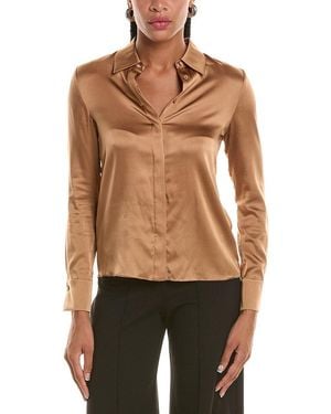 Alice + Olivia Brady Slim Silk-Blend Top - Brown