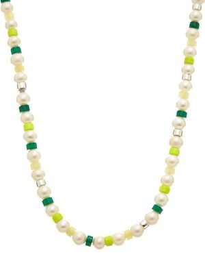 John Hardy Treated Quartzite, Treated Lemon Magnesite & Enamel & 5.5-6Mm Pearl Colorblocked Necklace - Metallic
