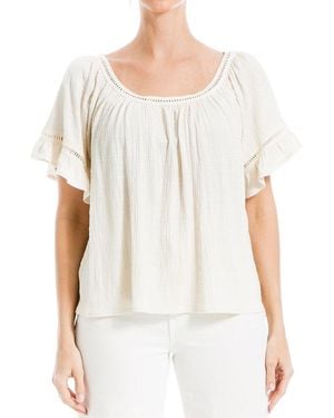 Max Studio Crochet Trim Top - White