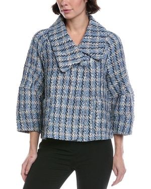 NVLT Oversized Knit Bomber Jacket - Blue