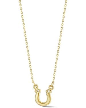 Ember Fine Jewelry 14k 0.02 Ct. Tw. Diamond Horseshoe Necklace - Metallic