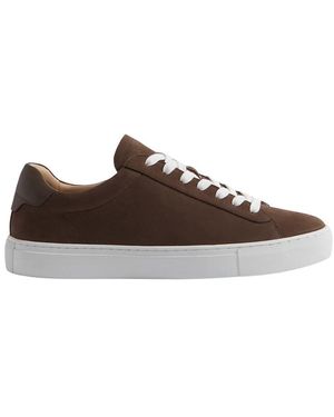 Reiss Finley Leather Trainer - Brown