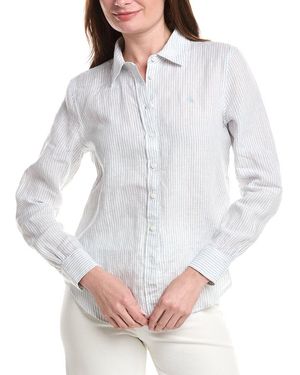 Brooks Brothers Yarn Dye Stripe Linen Classic Shirt - White