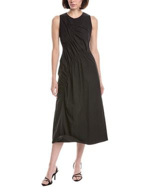 Kenneth Cole Asymmetrical Ruched Midi Dress - Black