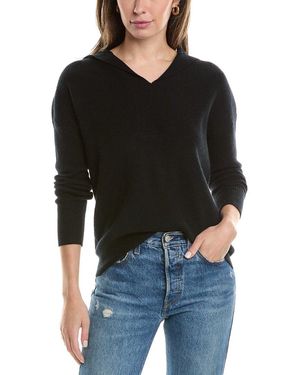 Forte Tipped Rib Cashmere Hoodie - Black