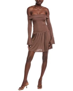 JLuxe Off-The-Shoulder Mini Dress - Brown