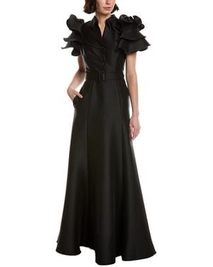 Badgley Mischka Ruffle Gown - Black