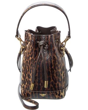 Fendi Mon Tresor Mini Snakeskin Bucket Bag - Black