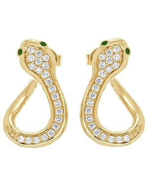Sabrina Designs 14K 0.52 Ct. Tw. Diamond Emerald Huggie Snake Earrings - Metallic