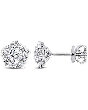 Diamond Select Cuts 14K 0.97 Ct. Tw. Diamond Halo Studs - Metallic