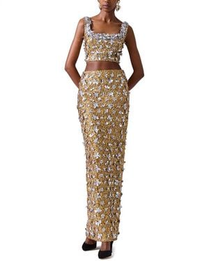 Carolina Herrera Embellished Thin Strap Scoop Neck Gown - Metallic