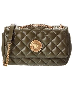 Versace La Medusa Quilted Leather Shoulder Bag - Grey