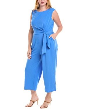 Tahari Plus Side Tie Jumpsuit - Blue