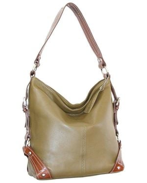 Nino Bossi Moda Milano Hobo Genuine Leather Bucket Bag - Grey
