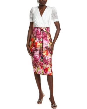 Badgley Mischka Mock Floral Skirt Dress - Red
