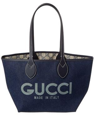 Gucci Totissima Small Reversible Denim & Leather Tote - Blue