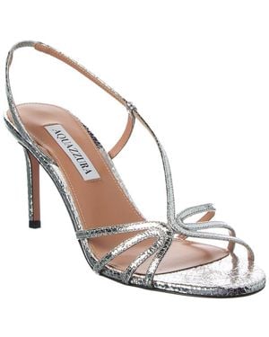 Aquazzura Talk To Me 75 Snake-Embossed Leather Slingback Sandal - Metallic
