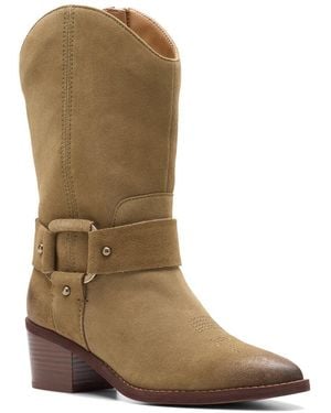 Clarks Morzine Rise Suede Cowboy Boot - Brown
