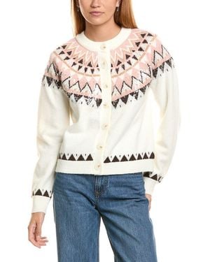 Ellen Tracy Fairisle Cardigan Sweater - White