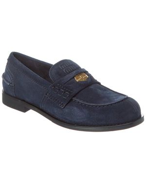 Miu Miu Suede Penny Loafer - Blue