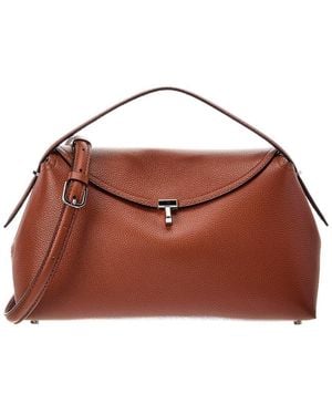 TOTEME T-Lock Leather Shoulder Bag - Brown