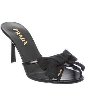 Prada Logo Leather Sandal - Grey