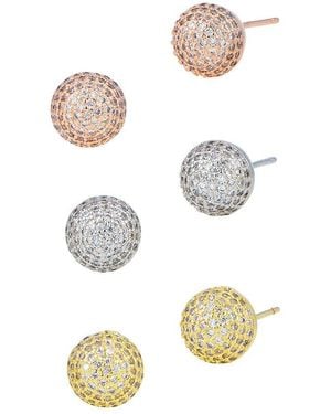 Savvy Cie Set Of 3 Cz Studs - White