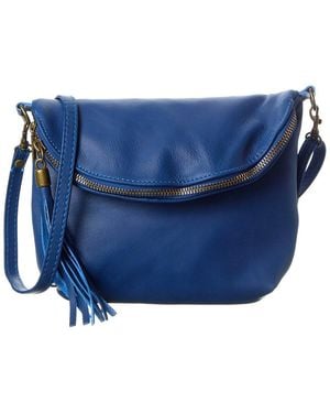Italian Leather Crossbody - Blue