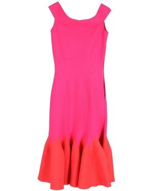 McQueen Jaccquard Knit Midi Off-Shoulder Dress, Size Int (Authentic Pre-Loved) - Pink