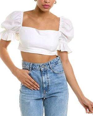 Just BEE Queen Calla Linen-Blend Top - White