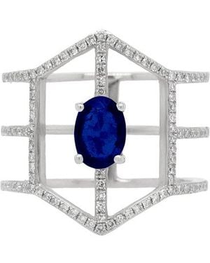 Diana M. Jewels Fine Jewellery 14k 1.25 Ct. Tw. Diamond & Sapphire Half-eternity Ring - Blue