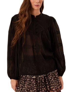 FARM Rio Scallops Blouse - Black