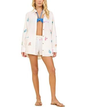 Surf Gypsy Embroidered Slub Gauze Top - White