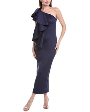 Jovani Sheath Tea-Length Dress - Blue